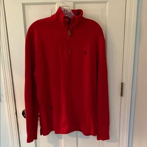 Polo by Ralph Lauren Red Quarter Zip Up Cotton Sweater / Sweatshirt
